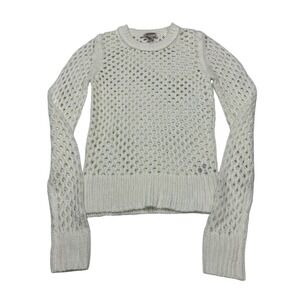 Vintage Arizona Y2K Sweater Womens XS Ivory Fitted Open Knit‎ Pull Over Boho